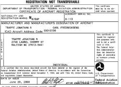 N878UP: Registration Certificate