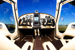 Cockpit showing custom hand controls